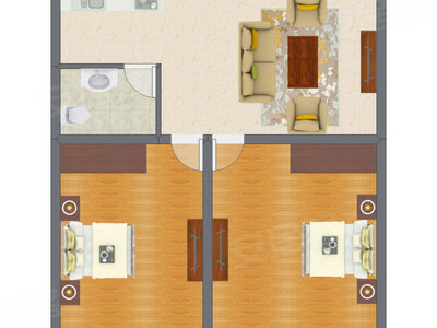 2室1厅 74.50平米