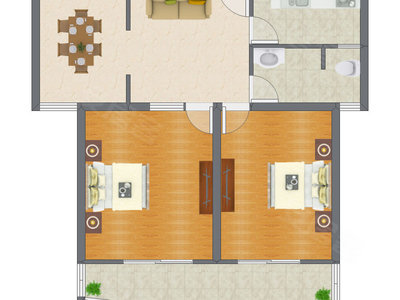 2室2厅 87.50平米户型图