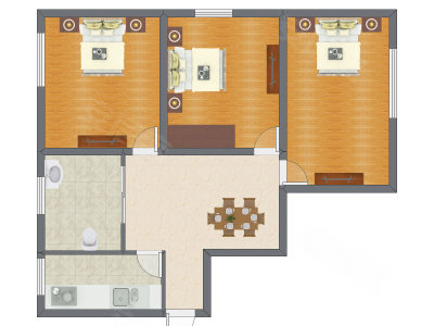 3室1厅 92.00平米