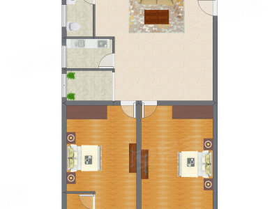 2室1厅 148.50平米