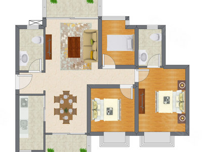 3室2厅 92.92平米户型图