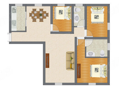3室2厅 124.18平米
