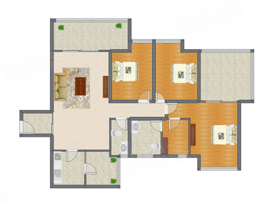 3室1厅 140.50平米