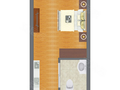 1室1厅 20.16平米户型图