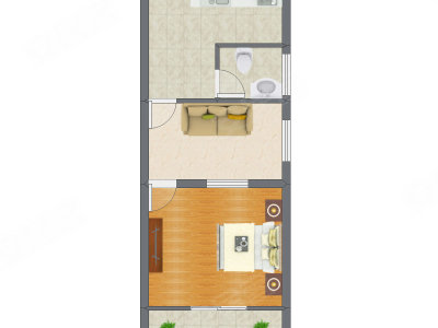 1室1厅 48.50平米户型图