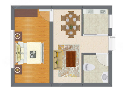 1室1厅 26.87平米户型图