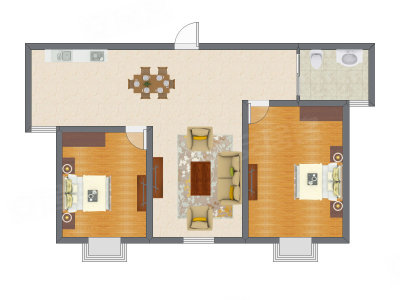 2室1厅 80.16平米户型图