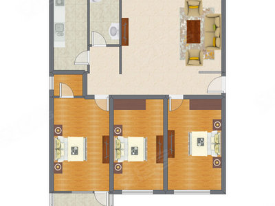 3室1厅 143.00平米户型图