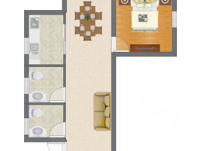 1室1厅 40.75平米
