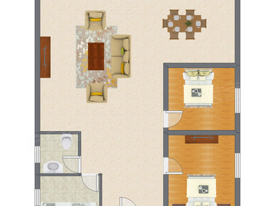 2室1厅 93.00平米户型图