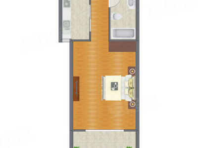1室1厅 48.63平米