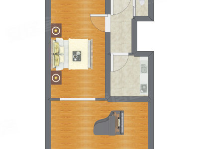 1室0厅 28.34平米户型图