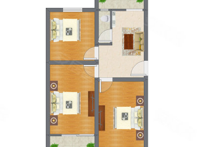 3室1厅 72.36平米