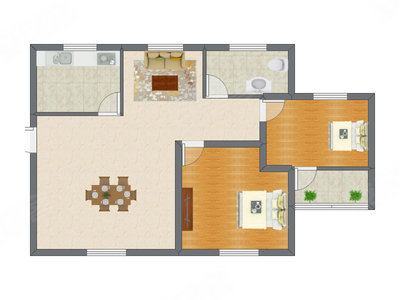 2室2厅 85.00平米户型图