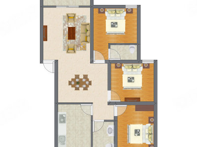 3室2厅 68.60平米