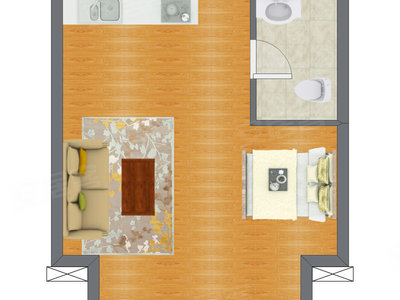 1室1厅 46.03平米户型图