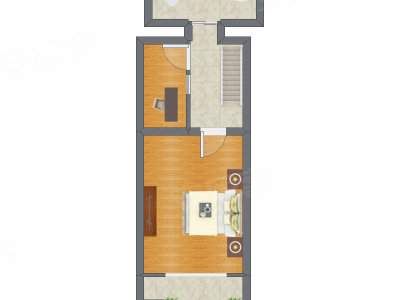 1室1厅 24.22平米户型图