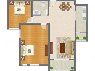 2室2厅 119.91平米户型图