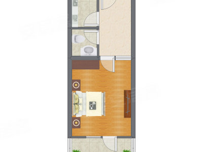 1室1厅 39.60平米户型图
