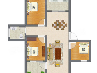 3室2厅 49.15平米