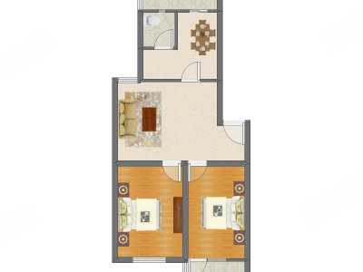 2室2厅 82.25平米户型图