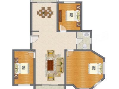3室2厅 129.77平米