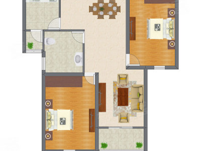 2室2厅 79.98平米户型图
