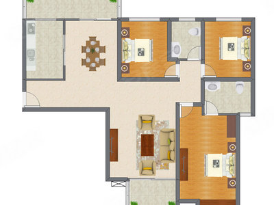 3室2厅 141.70平米户型图
