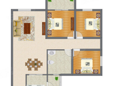3室2厅 83.00平米