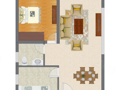 1室1厅 54.29平米户型图