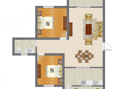 2室1厅 83.50平米