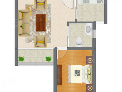 1室1厅 56.64平米