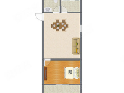 1室2厅 50.27平米户型图