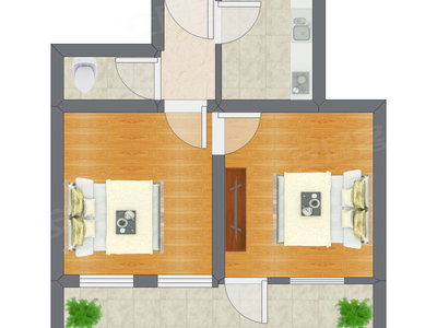 2室0厅 48.60平米户型图