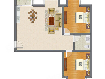 2室1厅 63.26平米