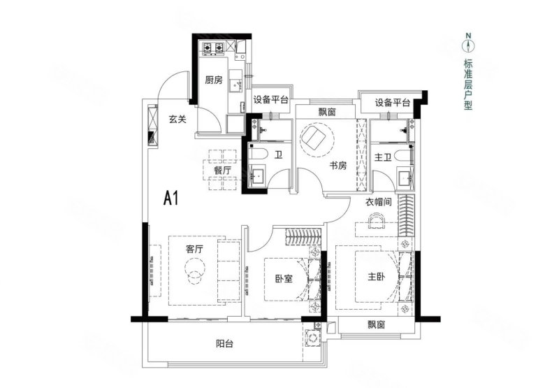 新城云樾观山3室2厅2卫105㎡南379万