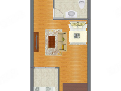 1室0厅 44.00平米户型图