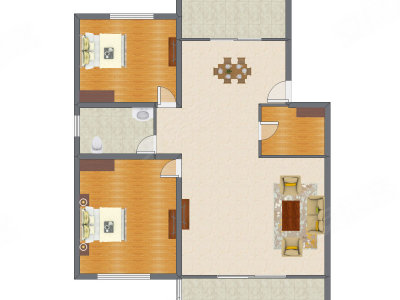 2室1厅 124.38平米户型图