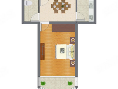 1室1厅 43.76平米
