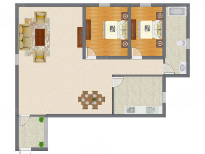 2室2厅 87.49平米