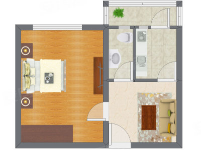 1室1厅 46.20平米户型图