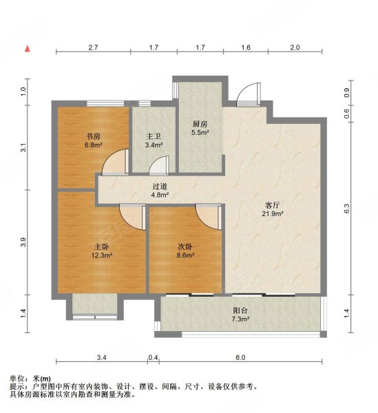 98户型100万,有钥匙急售!,鸿坤理想湾二手房,100万,3室1厅,1卫,96