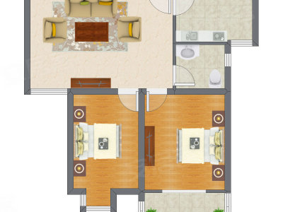 2室1厅 90.28平米户型图