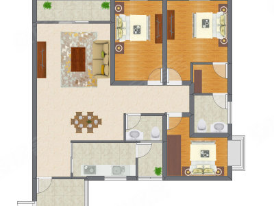 3室2厅 158.00平米