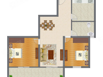 2室2厅 128.15平米户型图