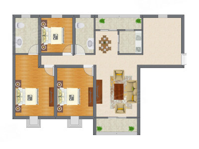 3室2厅 90.78平米