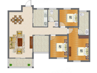 3室2厅 97.16平米