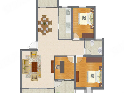 3室1厅 97.98平米