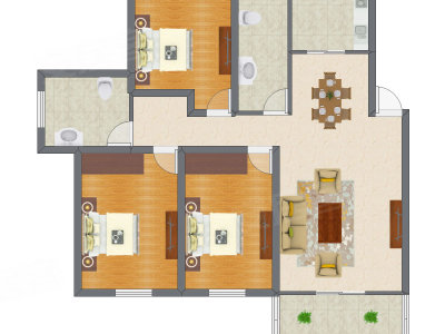 3室2厅 125.30平米
