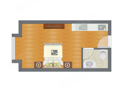 1室0厅 34.90平米户型图